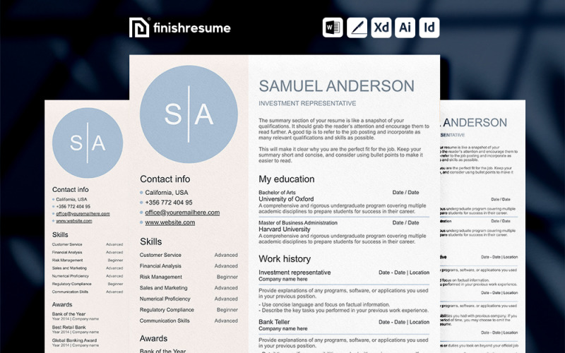 Šablona resumé investičního zástupce | Dokončit pokračování