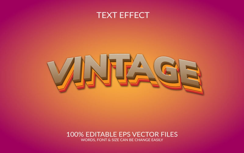 Винтажный 3D редактируемый векторный дизайн шаблона текстового эффекта Eps