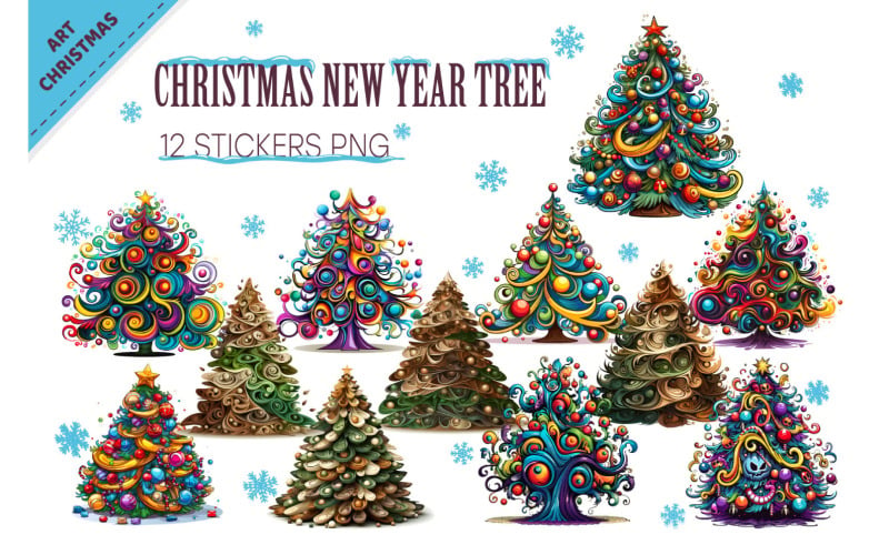 Adesivos de árvore de Natal. PNG, clipart.