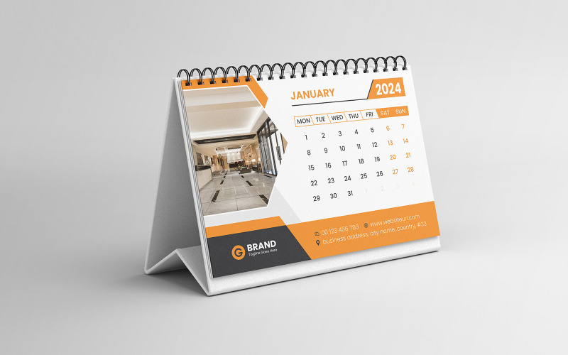 Conception de modèle de calendrier de bureau 2024