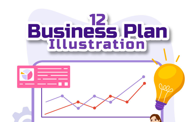 12 Ilustración de Vector de plan de negocios