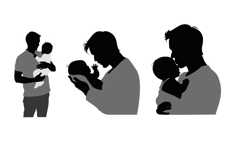 Vater und neugeborenes Baby-Silhouette, Vater hält Baby-Silhouette, Vater liebt sein Kind