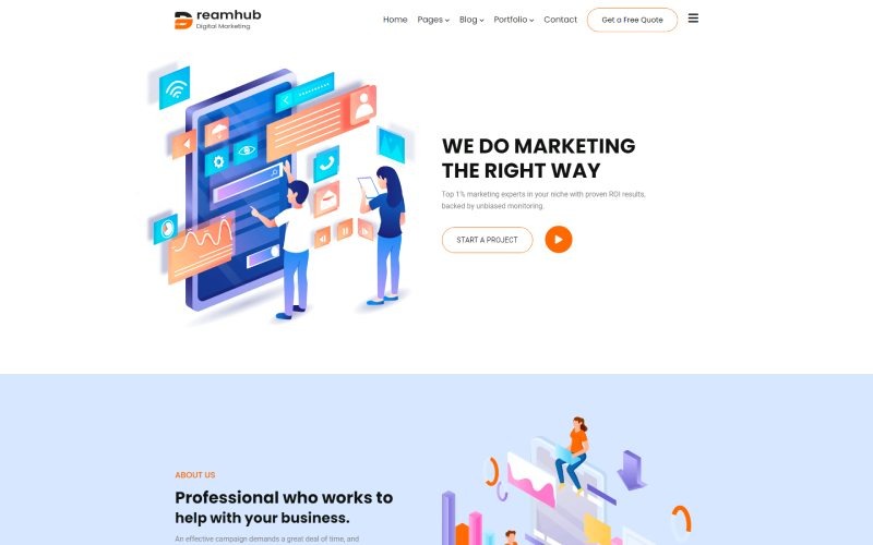 Modello HTML5 di marketing creativo digitale Dreamhub