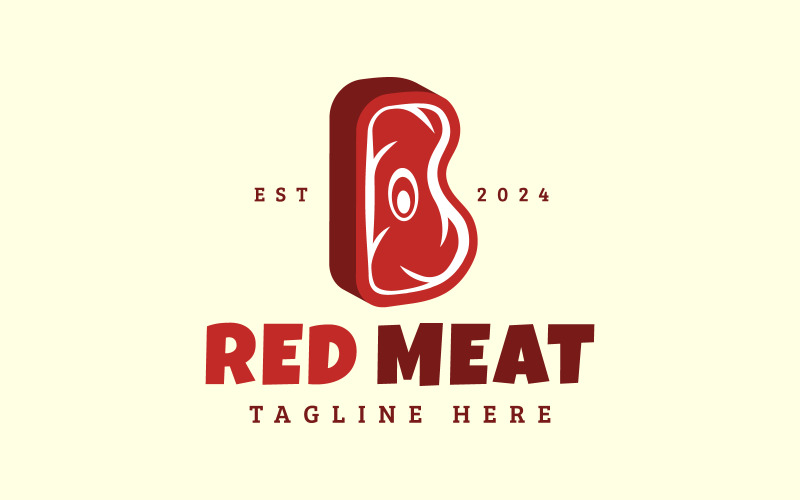 Letra B Bife De Carne Vermelha Logotipo Do Restaurante