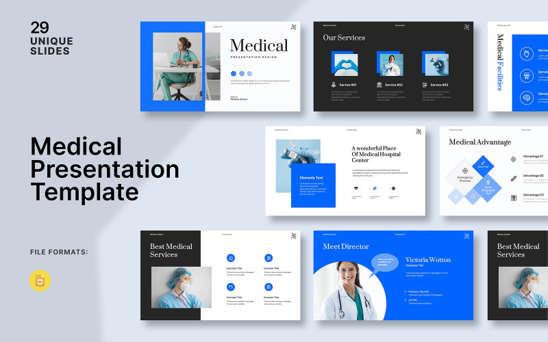 Шаблон Googleslide медицинской презентации
