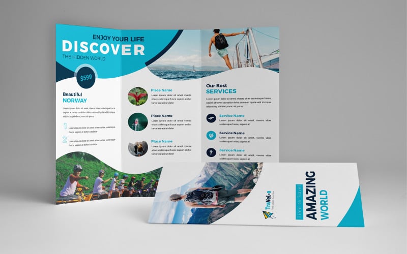 Travel Agency Trifold Brochure #366823 - TemplateMonster