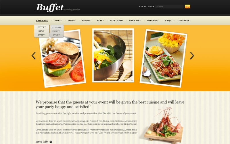 Plantilla para sitio web de catering
