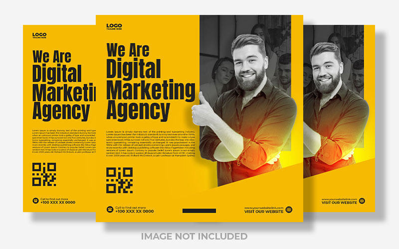 Publicación en redes sociales amarilla de moda de marketing digital