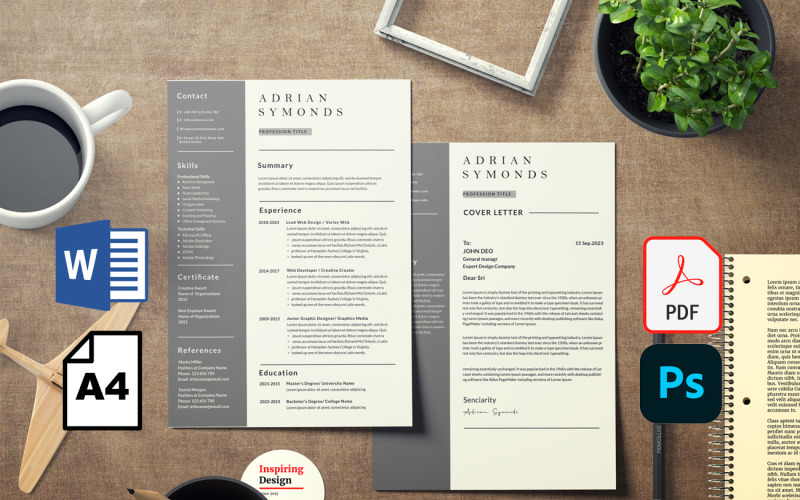 Adrian Symonds printable 'Ms word' resume tamplate