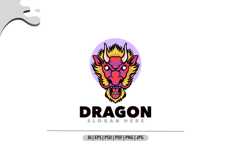 Conception d'illustration de modèle de logo de tête de dragon