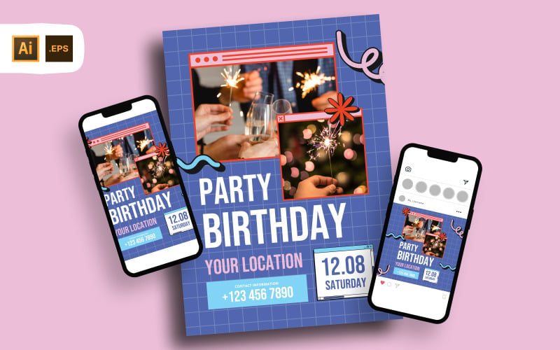 Flyer-Vorlage für Einladungen zur Geburtstagsfeier