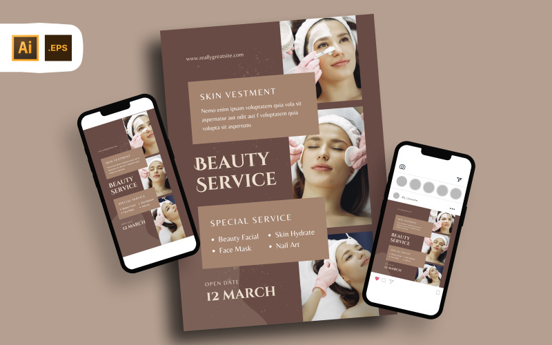 Modèle de Flyer d'ouverture de clinique de beauté de la peau
