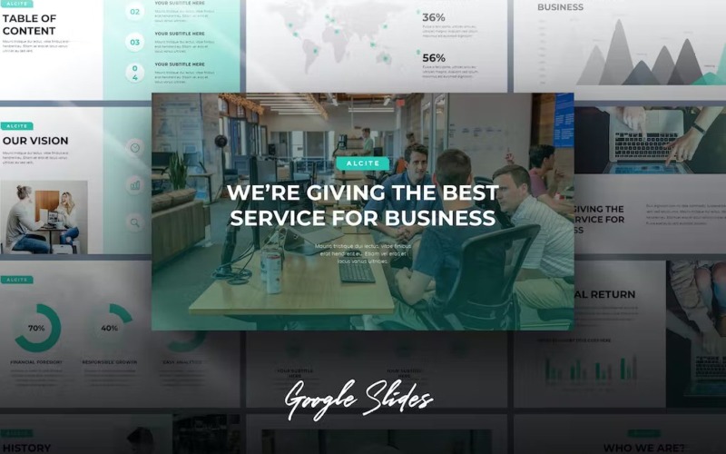 Alcite - Relatório de negócios Google Slides