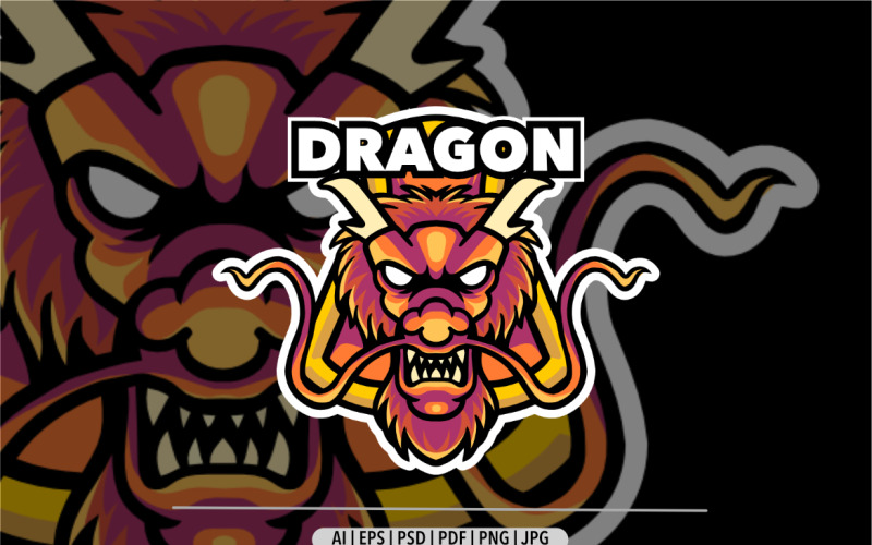 Drachen-Maskottchen-Logo-Design für Sport und Gaming