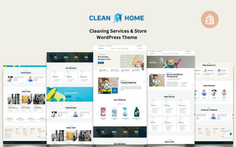 Home Clean — usługi sprzątania i sklepowy motyw Shopify