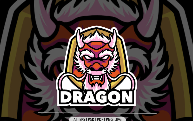 Иллюстрация дизайна логотипа талисмана дракона для спорта