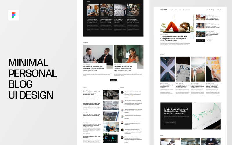 Minimal personlig blogg UI Design