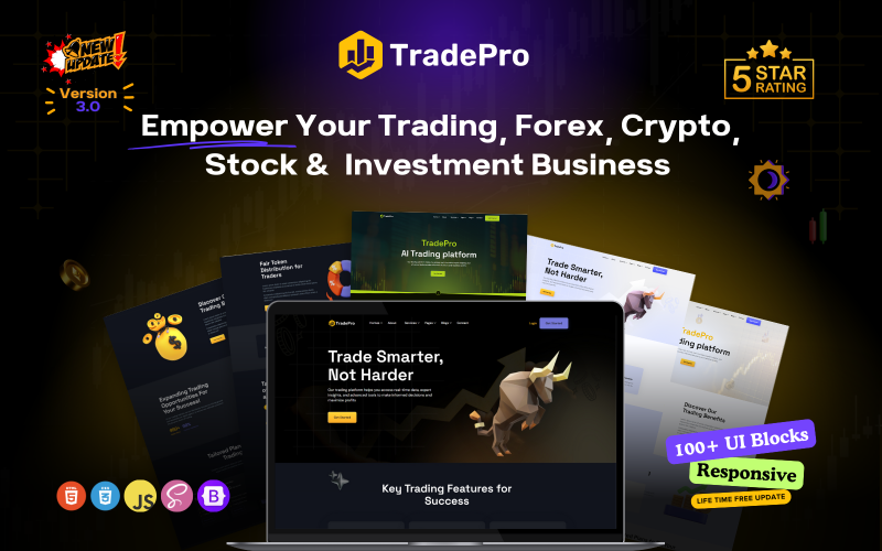 TradePro – Az Ultimate HTML sablon kereskedéshez, Forexhez, kriptovalutához és befektetésekhez