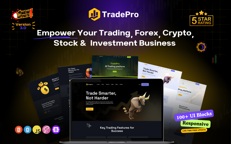 TradePro: il modello HTML definitivo per trading, Forex, criptovaluta e investimenti