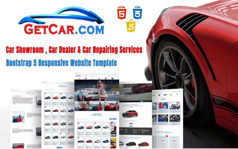 GetCar - Responsywny szablon strony internetowej dla salonu samochodowego, dealera samochodowego i naprawy samochodów