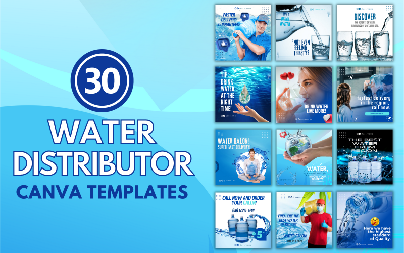 30 шаблонов Canva для дистрибьюторов воды для социальных сетей