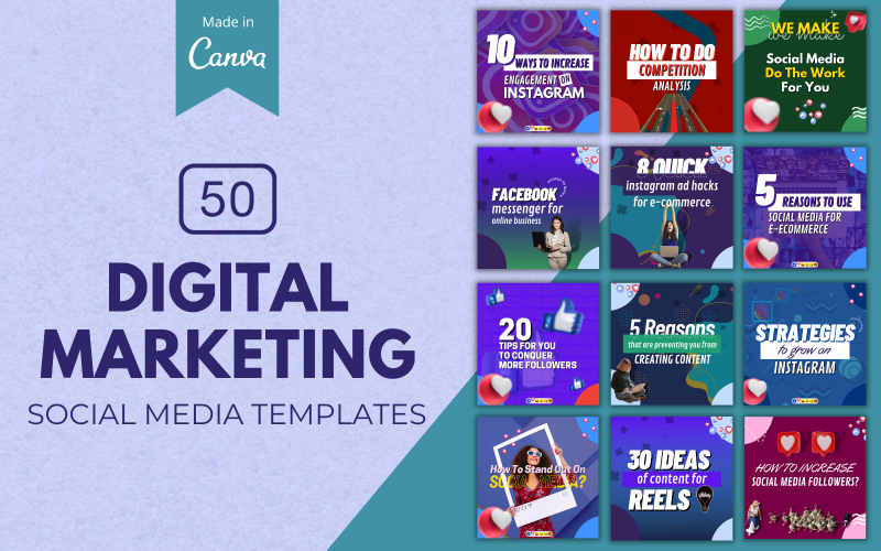 50 шаблонов холстов цифрового маркетинга для социальных сетей