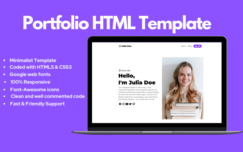 Bosluk Personal Portfolio En sida HTML5-mall