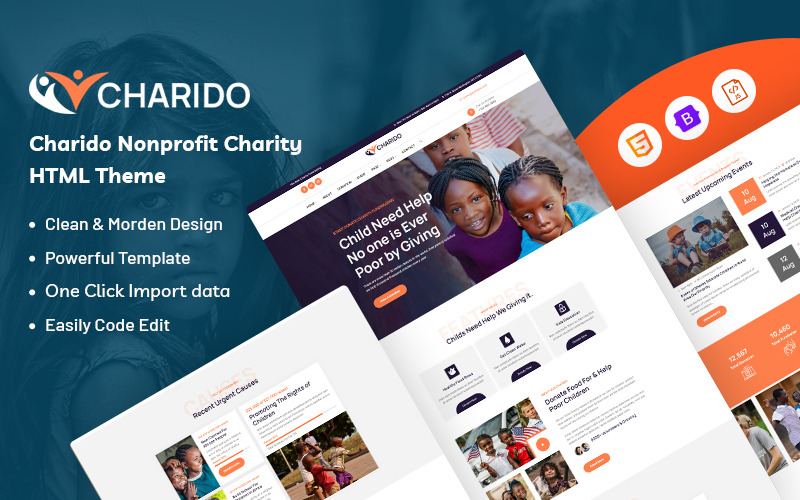 Charido – Modèle de site Web d’association à but non lucratif