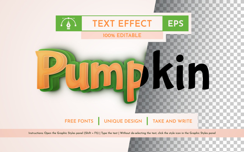 3D Pumpkin - Editable Text Effect, Font Style