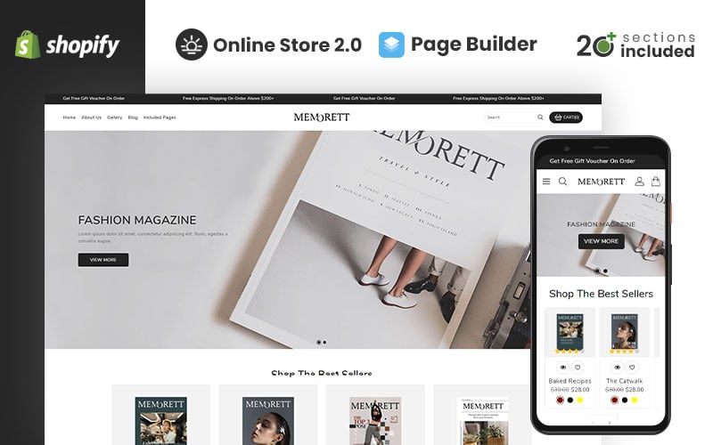 Memorett：杂志的 Shopify 主题