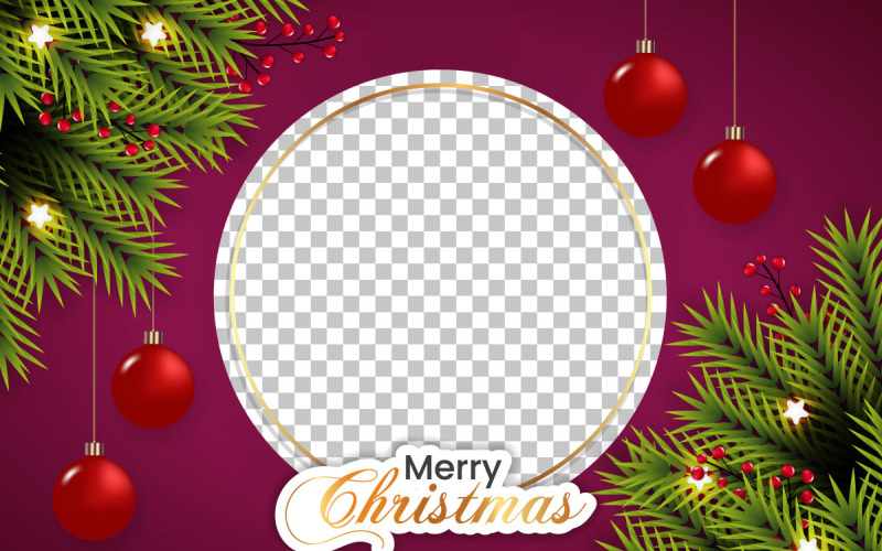 cadre photo de Noël et cadre de Noël avec boule de Noël en branche de pin