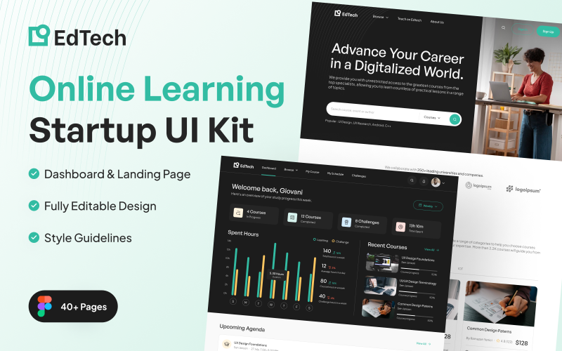 EdTech - Online leren Startup Web UI-kit