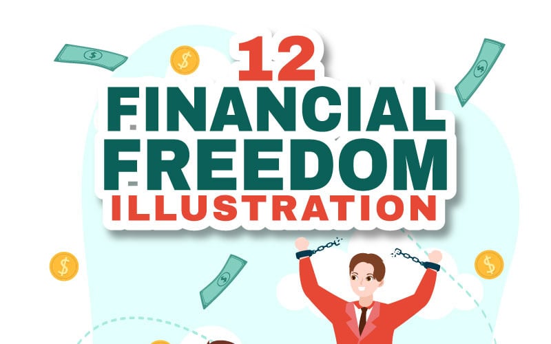 12 Financial Freedom Vector Illustration