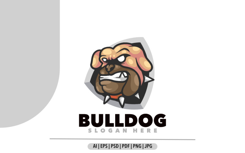 Logo mascotte scudo testa bulldog per design sportivo e di gioco