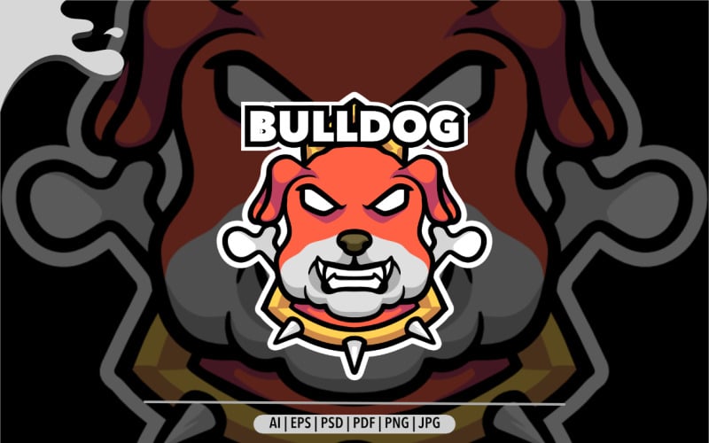 Logotipo do mascote Bulldog para design de jogos e esportes