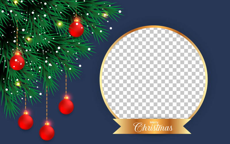 marco de fotos navideño y marco navideño con rama de pino navidad