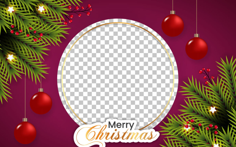 Weihnachtsfotorahmen und Weihnachtsrahmen mit Tannenzweig-Weihnachtskugel