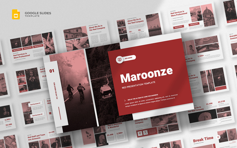 Maroonze - modelo vermelho do Google Slides