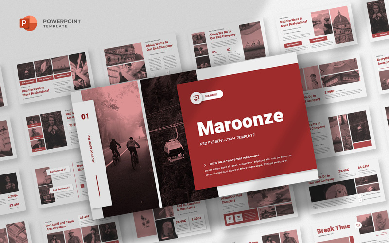 Maroonze - modelo vermelho do Powerpoint