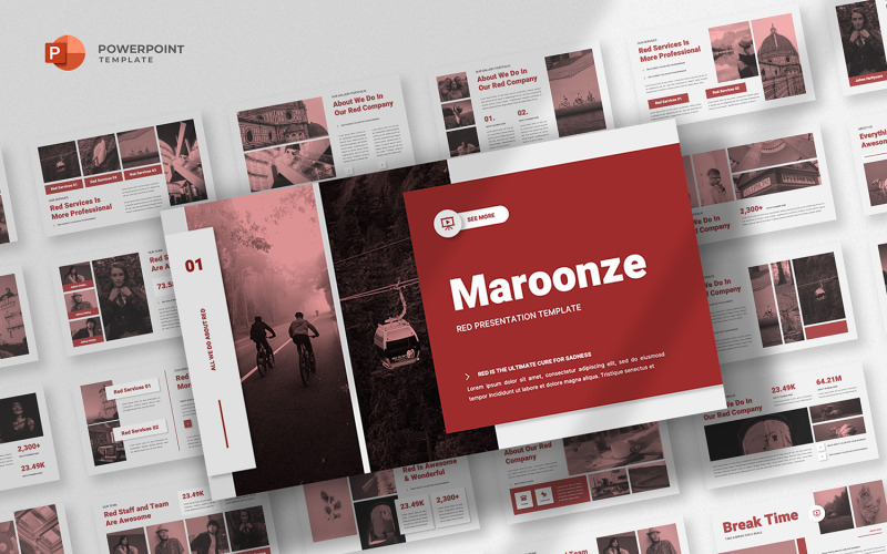 Maroonze - Röd Powerpoint-mall