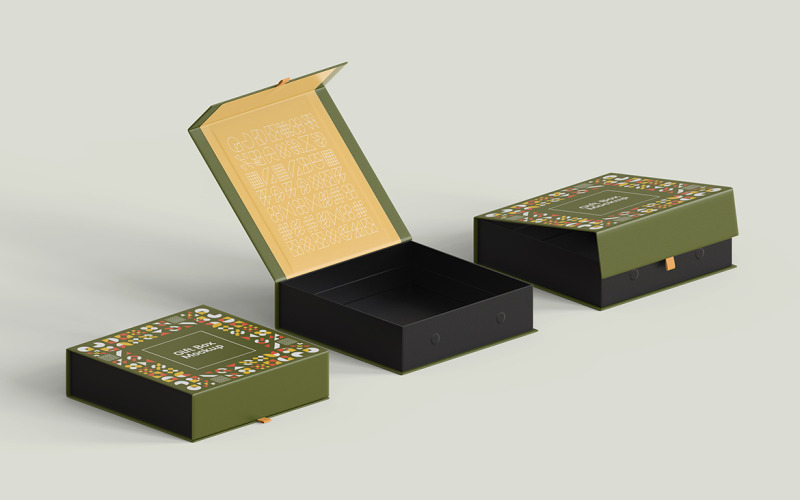 Modèle PSD de maquette de boîte-cadeau Vol 13