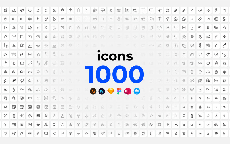 Balíček 1000 ikon obrysu