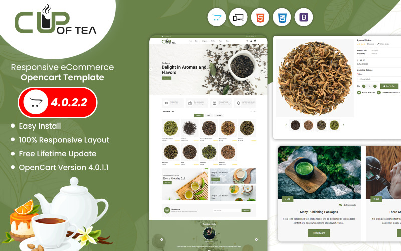 Cupoftea - Modèle OpenCart 4 pour le thé