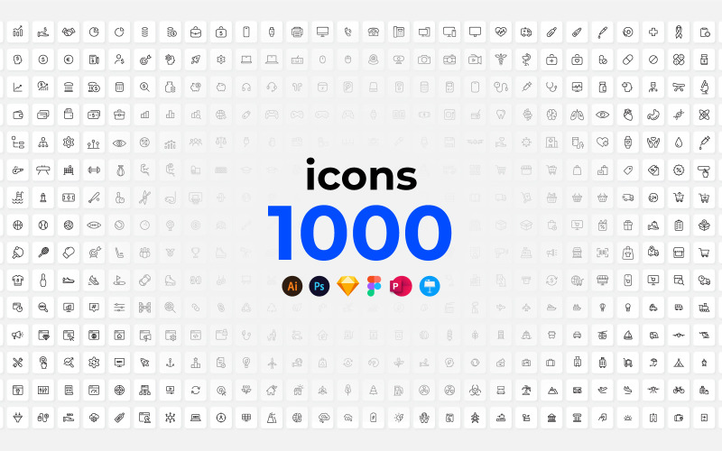 Ensemble de 1000 icônes de contour
