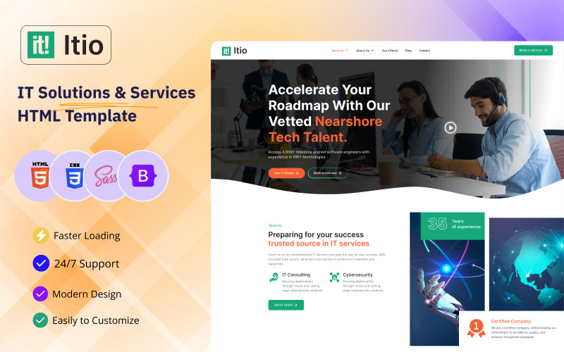 Itio - Modello HTML di soluzioni e servizi IT