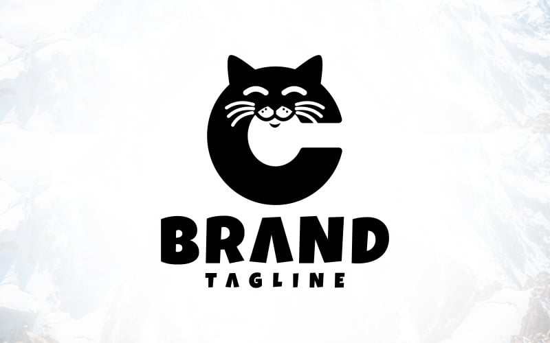 Kreatív C betű Cat Logo Design