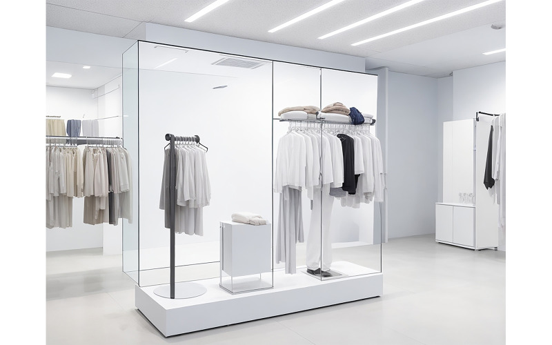 Bekleidungsproduktpräsentation im Ausstellungsraum Nr. 11