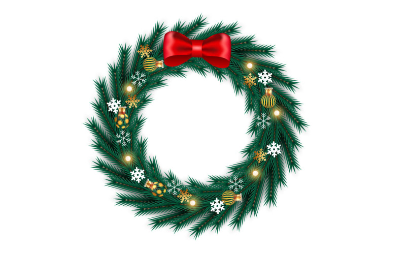 Decoración de corona navideña. vector de corona con hojas de pino