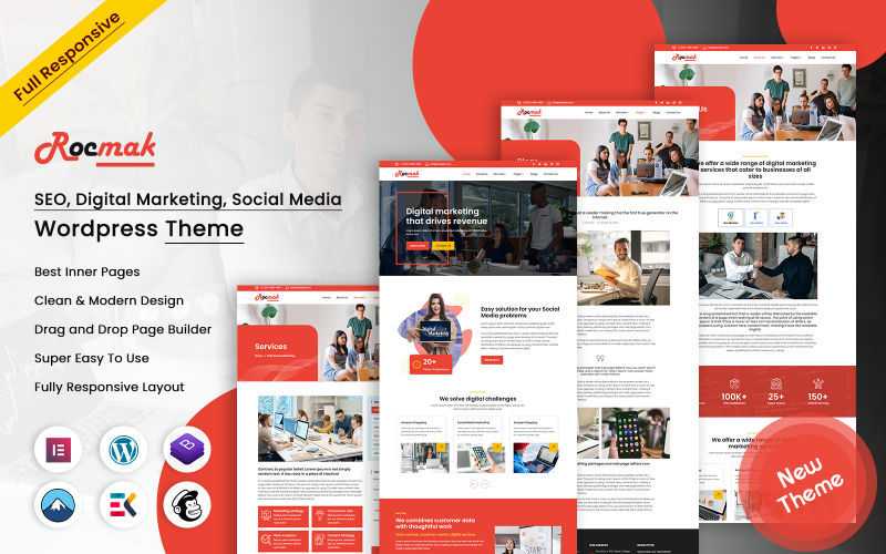 Rocmak - SEO, Marketing Digital, Tema WordPress de Mídia Social