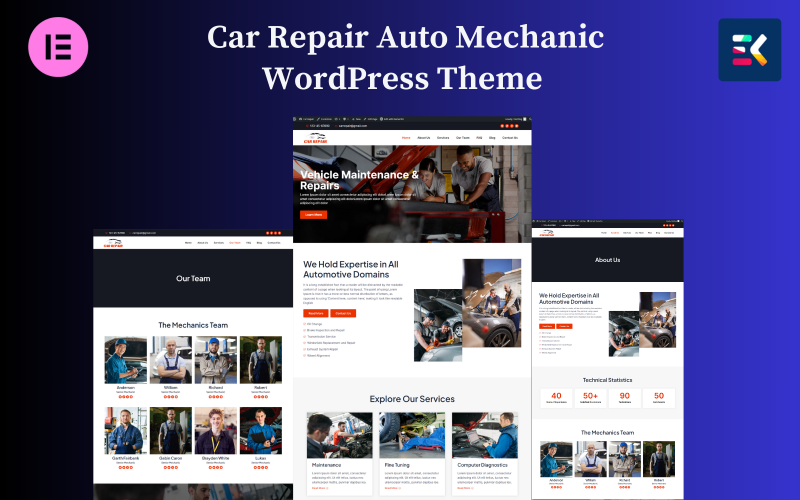 Tema WordPress per meccanico di riparazione auto